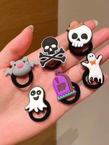 28pcs Halloween Pumpkin, Ghost, Skeleton Accessory Towel Ring Hair Ties, Sweet & Cool Braided Hair Accessories, Suitable For Holiday Party Cosplay Props, Day Of The Dead Party, Can Be Given As Halloween Hair Accessory Gift - Multicolor - View 4