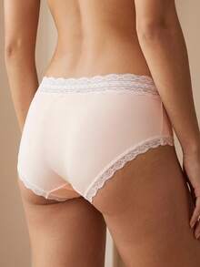 Mystèrelle 3 Packs Women's Lace Trim Seamless Panties, Soft Mid Rise Bow Decor Briefs Underwear For Daily Comfort & Lounging - Multicolor - View 6