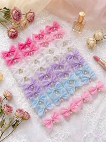 10/6/2pcs Mesh Pearl Bow Hair Clips, Durable And Non-Damaging, Sweet ...