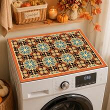 Luckybutterfly 1 tấm phủ mặt trên máy giặt phong cách Boho retro họa tiết hoa, tấm lót bàn lớn chống trượt chống nước, tấm lót chuột chống bụi bảo vệ - Nhiều màu - Xem 1