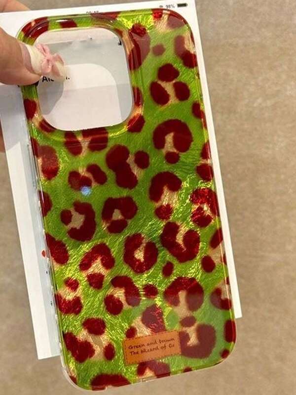 1pc New Glacier Pattern Vintage Green Letter Leopard Halloween Phone Case Compatible With IPhone 17 Pro Max/17 Pro/17/16 Pro/16/16 Pro Max/15 Pro/15 Pro Max/Shockproof IMD 14 Pro/14 Pro Max/14/13 Pro Max/13 Pro/13/12 Pro Max/12 Pro/12/11 Pro Max/11 Pro, Unique Niche Non-Duplicate Smooth, Popular Holiday, Birthday Gift