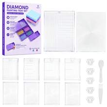 Bandeja de almacenamiento de herramientas de pintura de diamantes 5 en 1 DIY, accesorios y herramientas de pintura de diamantes, contenedor de almacenamiento apilable para pintura de diamantes, en caja - A - Ver 10
