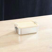 Stainless Steel Lunch Box With Bamboo Lid And Straight Buckle Design; Large Capacity Partitioned Lunch Box; Leak-Proof Structure; Suitable For Office Workers, Students, Outdoor Picnics, Travel, Office Dining, And Daily Use; Practical Item. - Silver - View 16