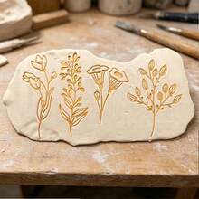 Large Size Floral & Leaf Polymer Clay Stamp Mold Set, DIY Handmade Craft Tool Kit, Suitable For Pottery, Ceramic Processing And Jewelry Pendant Making - White - View 4