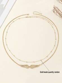 2pcs New Angel Wings Metal Beaded Sexy Beach Waist Chain Set, Suitable For Women Beach Holiday Party Date Daily Wear, Multifunctional Holiday Gift (Random Bead Quantity) - Gold - View 4