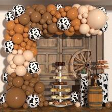 Kit de guirlande d'arche de ballons vache 106 pièces, ballons imprimés vache marron, thème vache de ferme western, décoration d'anniversaire, de douche, de fête, accessoires photo, arrangement de scène de fête, décoration de chambre, décoration intérieure - Multicolore - Voir 6