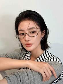 1 Pair Women's Y2K Cool Spicy Half-Frame Square Metal Glasses - Various - View 8