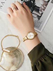 Anne Klein Women's Marble Texture Bracelet Watch Set, Gold Bracelet Quartz Watch - Gold 2 - View 5
