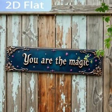 Vintage "Inspirational Magic Theme Text" Iron Flat Sign 4x16 Inches, Ideal For Indoor/Home, Garage, Bar, Street Daily And Easter Decor, Decorative Sign And Plaque, 2D Flat - Multicolor - View 3
