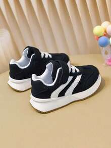 Unisex Kids' Comfortable Sports Shoes With Hook And Loop Closure, Suitable For Daily Wear And Outdoor Activities - Black - View 3
