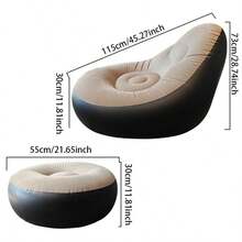 Seating furniture set / Sofa set Kursi Sofa Tunggal Tiup dengan Sandaran Kaki, Sofa Tiup Portabel dengan Tempat Gelas dan Tambalan Perbaikan, Kursi Tiup Dalam/Luar Ruangan, Cocok untuk Berkemah, Bermain Game - MultiWarna - View 10