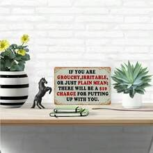Vintage Metal Sign 8x12 Inches "If You're Grumpy Or Mean, Bring $10." Suitable For Home, Bar Or Garden Decor, Wall Mounted, No Power Required - Multicolor - View 6