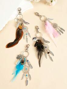 Dream Catcher Keychain, Boho Feather Yin Yang Tai Chi Key Ring, Cute Bag Charm, Backpack Pendant, Purse Decoration, Gift For Women - Multicolor - View 1