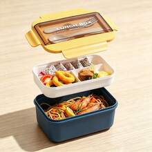 1pc Pink Bento Box With Utensils, Microwave Stackable Lunch Box, Lunch Bento Box With Spoon And Fork, Insulated Lunch Bag, Suitable For Christmas Gift, Back To School, Birthday Gift, Office Lunch - Multicolor - View 12