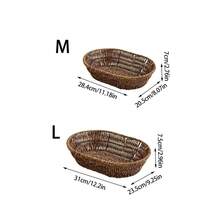 1pc Multi-Function Oval Woven Storage Basket, Plastic Rattan Design, Suitable For Storing Fruits, Snacks, Spoons, Flowers And Groceries, Shelf Basket, Home Decor - Brown Oval - View 13