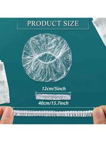 100pcs Disposable Shower Caps, Waterproof Elastic Shower Caps, Thickened Extra Large Elastic Shower Caps, Suitable For Bathing, Hair Care, Convenient To Carry, Suitable For Hair Dyeing And Beauty Salon - Multiple Styles - View 8
