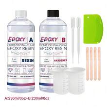 500g/17.6oz Custom Epoxy Resin AB, Ratio 1:1 - Transparent, Anti-Yellowing, Scratch-Resistant, Smooth Surface, Bubble-Free, Suitable For DIY Projects, Casting Coatings, Flower Preservation - A - View 3