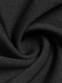 Women's Black Mock Neck Long Sleeve Mini Dress, Cinched Waist Lace Hem Bodycon Dress, Suitable For Nightclub, Date, Halloween Party - Black - View 6