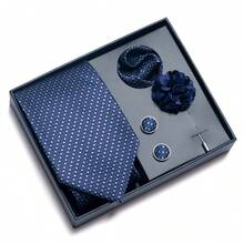 AlanKing Polka Dot Design Men's Tie Set, Luxury Gift Box, Perfect For Business Meetings And Formal Weddings - Multicolor - View 18