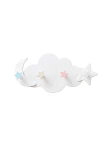 1pc Cloud Shaped 4-In-1 Moon & Star Wall Hook, Multicolor Decorative Wall Pegs, Adhesive Sticker, Children's Room & Nursery Decor Storage Rack - Multicolor - View 8