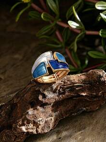 Cring Coco 2PCS/SET Woman Jewelry Set Fashion Boho Enamel Simple Geometric Stretch Bracelet And Ring Set For Daily Party Prom Vacation Christamas Jewelry Gift - Geometry - View 6