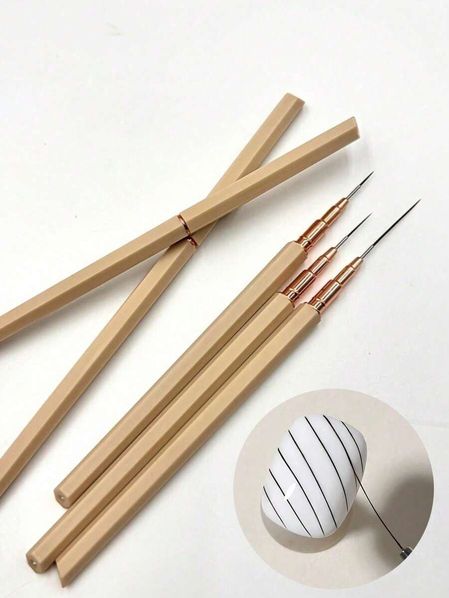5pcs Nail Art Liner Brush Set, Ultra-Fine Bristles, Suitable For Precise Lines And Detail Painting, Professional Nail Art Supplies, Suitable For Salon And Home DIY - Multicolor - View 1