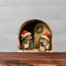 1/3/5pcs Christmas Mouse Hole Wall Sticker Cute Mice With Santa Hat Baseboard Decal Self Adhesive Removable Wall Art For Skirting Board Holiday Home Decoration - Christmas Mouse Hole Sticker - View 7