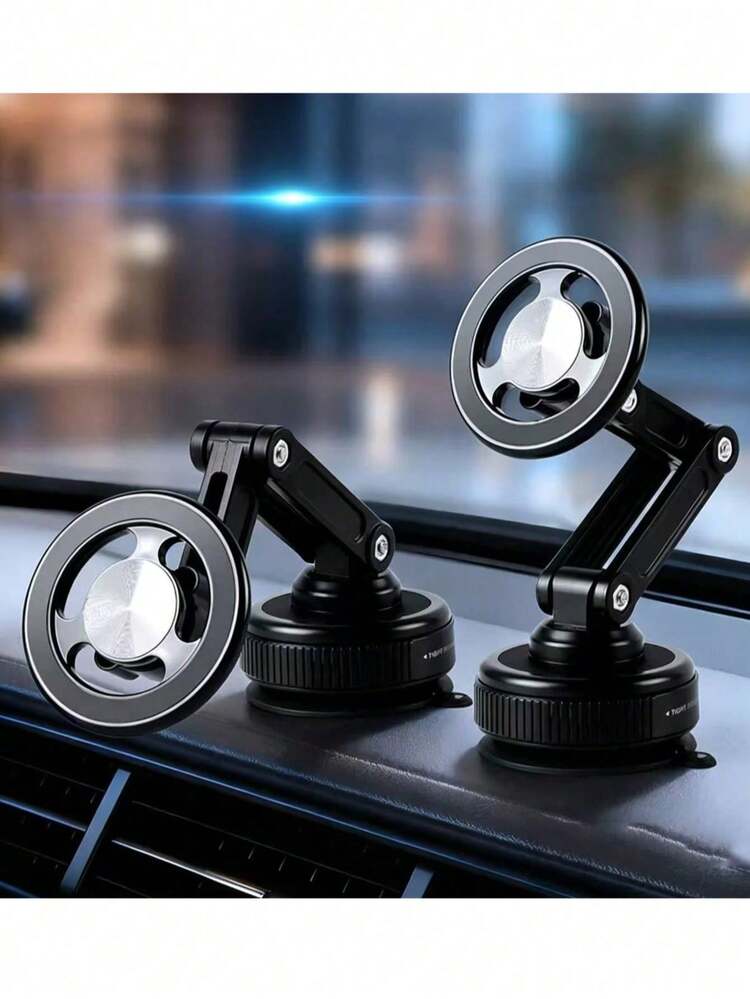 2026 New Strong Magnetic Car Phone Holder Vacuum Suction Cup Foldable Dashboard 360° Rotating Navigation Phone Mount Fixed Support Phone Stand - Multicolor - View 2