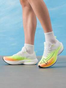 XTEP Men's One-Piece Molded Marathon Training Breathable Running Shoes 875219110069 Classic White/Tangerine Orange - Classic White/Mandarin Orange - View 10