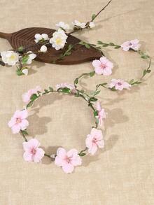 1件波希米亞風花環髮箍，人造雛菊花冠頭飾，附長葉藤蔓流蘇，新娘髮環，適用於婚禮、節慶、海灘派對 - 彩色 - 查看 14