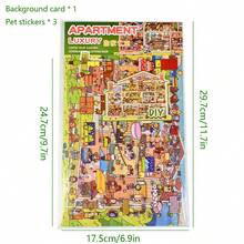 1pc 3D House Scene Sticker, Mini Stress Relief DIY Handmade Scene Making Sticker - Style 1 - View 10