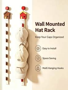 1pc Foldable Hat Storage Rack, Hanging Door Organizer, Wall-Mounted Hat Clips For Kids Room, Suitable For Entryway - Multicolor - View 4