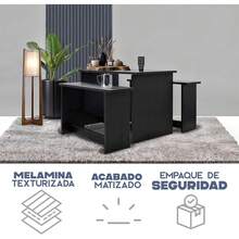 Hogare Set de 3 Mesas de Centro en Melamina Texturizada - Prácticas y Combinables - Negro - Ver 6