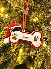 1pc Custom Pet Pendant, Personalized Name Pendant, Custom Dog Bone Charm, Christmas Tree Ornament, Christmas Decoration, Pet Memorial Pendant, Christmas Decor, Pet Gift - Multicolor - View 7