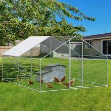 3x4x2m Outdoor   With Security Lock And Waterproof PE Tarp, Metal Run For , Rabbits, And Other Small Animals - Silver - View 5