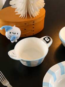 1pc Penguin Striped Ceramic Bowl, Seal Fish Fries Fried Chicken Bowl, Exquisite, Suitable For Home Decor Tableware, Party Gathering Snack Bowl, Fork Spoon Storage Bowl, Gift, Holiday Decoration - Multicolor - View 7