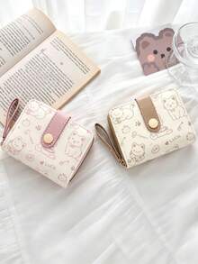 XD Women's Short Wallet/ Material Minimalist Cat Pattern Coin Purse Multi-Function Card Holder Multi-Slot Wallet Money Bag Wallet Mini Wallet Small Wallet Cute Wallet - Multicolor - View 6