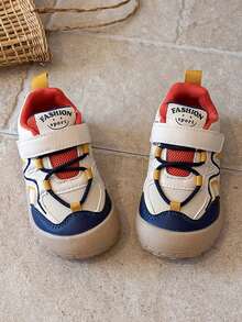 1 Pair Fashion Colorblock Kids Sports Shoes, Baby Functional Shoes, PU Leather Infant Walking Shoes - Blue - View 5