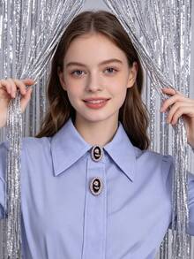 1pc/2pcs Glitter Resin Button Covers, Shirt Button Covers Clip-On Style, Fashion Crystal Cufflink Covers - Black - View 1
