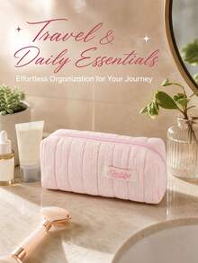 Rectangular Zipper Pencil Case, Vertical Quilted Design, Soft Lining With Padding, Fresh And Soft Ulzzang Girl Style, Suitable For New Semester, Can Neatly Store Pens, Rulers, Erasers And Notebooks In One Place - A - View 2