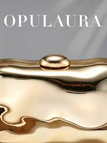 OpulAura Gold European Style Women's Acrylic Minaudiere Clutch, Asymmetric Box Design With Color-Block Clasp, For Parties, Banquets, Valentine's Day - Gold - View 7