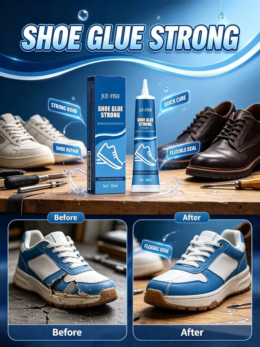 Lem Sepatu Kuat, Perekat Serbaguna untuk Memperbaiki Sepatu Kulit, Sol Sepatu, Sepatu Olahraga, Tahan Air - A - View 1