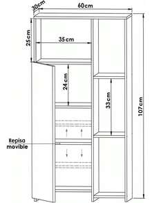 Mueble Alacena Despensero Organizador Multiusos Melamina de Alta Resistencia, con Puerta, Estantes y Repisas (Chocolate) - Gris - Ver 1