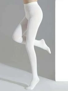 1雙女款80D白色極簡純色絲襪褲 - 白色 - 查看 7