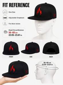 1pc Flame Embroidered Flat Brim Baseball Cap, Hip Hop Adjustable Sun Hat, Street Outdoor Cycling Casual Hat, Unisex - Flame Embroidery Style - View 8