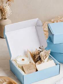 8pcs Blue Bulk Shipping Boxes, Lockable Mailer Boxes, Suitable For Small Businesses, Medium Cardboard Gift Boxes, Used For Packaging And Mailing Gifts - Christmas Stocking Fillers - Small Gift Packaging, Christmas Decor, Halloween, Christmas - Multiple Styles-blue - View 5