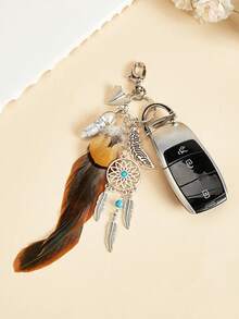 Dream Catcher Keychain, Boho Feather Yin Yang Tai Chi Key Ring, Cute Bag Charm, Backpack Pendant, Purse Decoration, Gift For Women - Multicolor - View 5