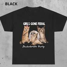 Mädchen Crazy Junggesellinnenabschied Katzen T-Shirt, lustiges Brautgruppe T-Shirt - Schwarz - Übersicht 7