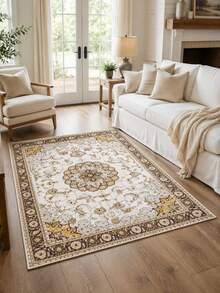 Soft Boho Area Rug,For Bedroom,Living Room,Study,Entryway,Absorbent Floor Mat,Washable & Non-Slip,Carpet For Living Room,Rugs For Bed Room,Living Room Large Rugs,Yellow And Beige Tones,Bedroom Rug,Living Room Dector,Bedroom Dector - Multicolor - View 2