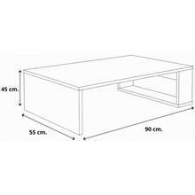 Mesa de Centro Moderna de Roble Claro 55x90x45cm, Mesa Rectangular con Patas de Panel y Base en U, Estructura Resistente y Estable, Fácil de Armar, Ideal para Decoración y Organización de Sala y Hogar - Amarillo Mostaza - Ver 5